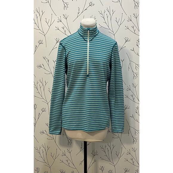 PATAGONIA Capilene Midweight Zip Neck Pullover Baselayer Teal Stripe Size LARGE - Picture 2 of 9
